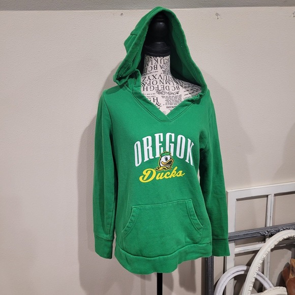 Oregon Ducks Fanatics WOMEN sz S. HOODED UofO sport fan ulumni sweatshirt V neck - Picture 2 of 11